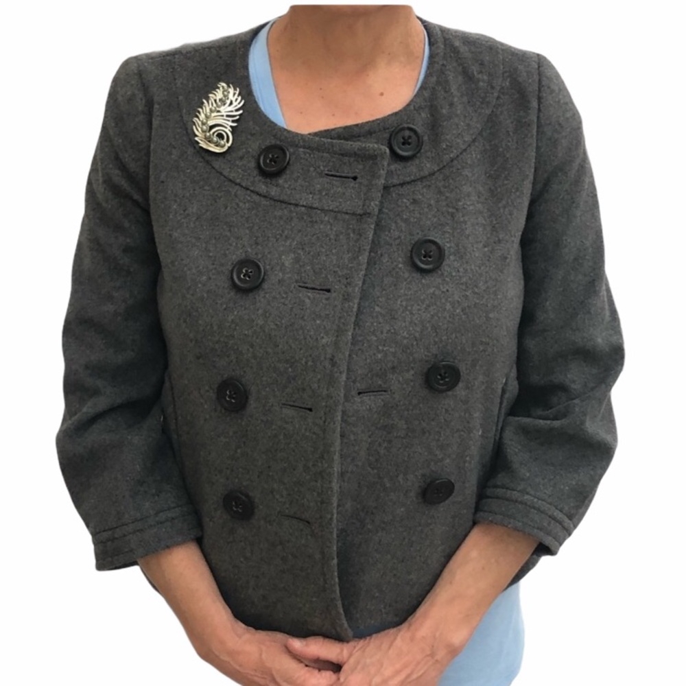 - J.Crew Sz 2 Cashmere & Wool Cropped Peacoat! EUC!